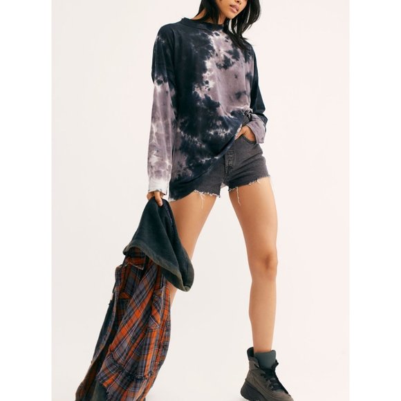 NWT Free People Be Free Tie Dye Tee / Charcoal - Picture 4 of 7